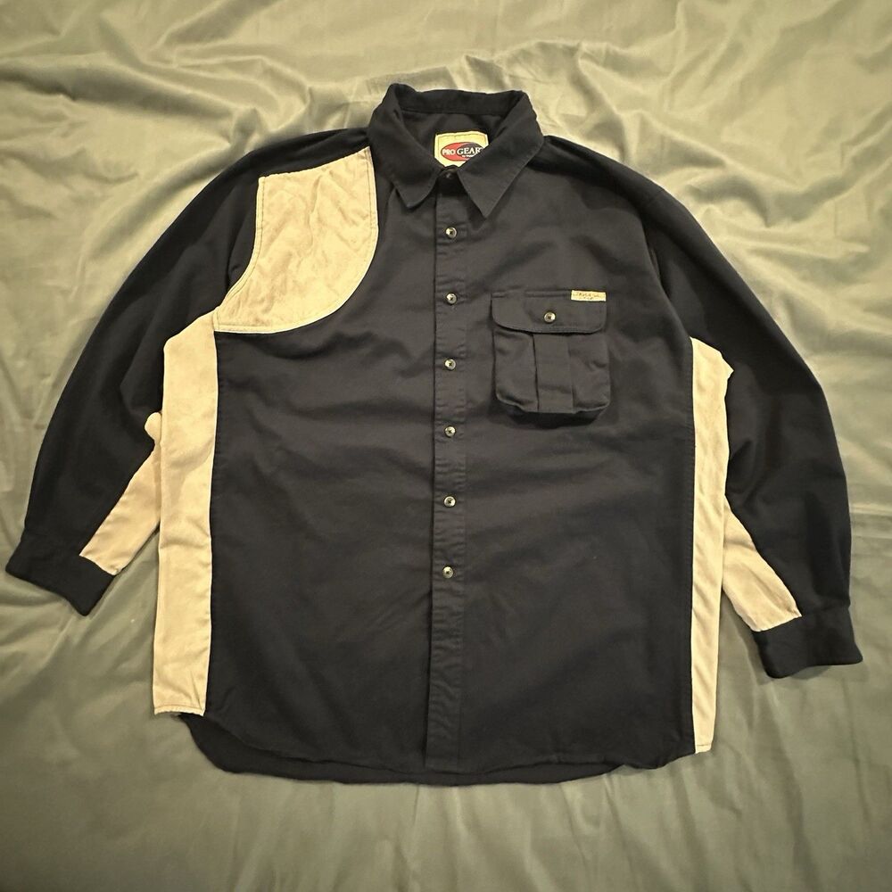 Wrangler Pro Gear Shirt Mens 2XL Padded Shoulder Quilted Shooting Hunting Navy
